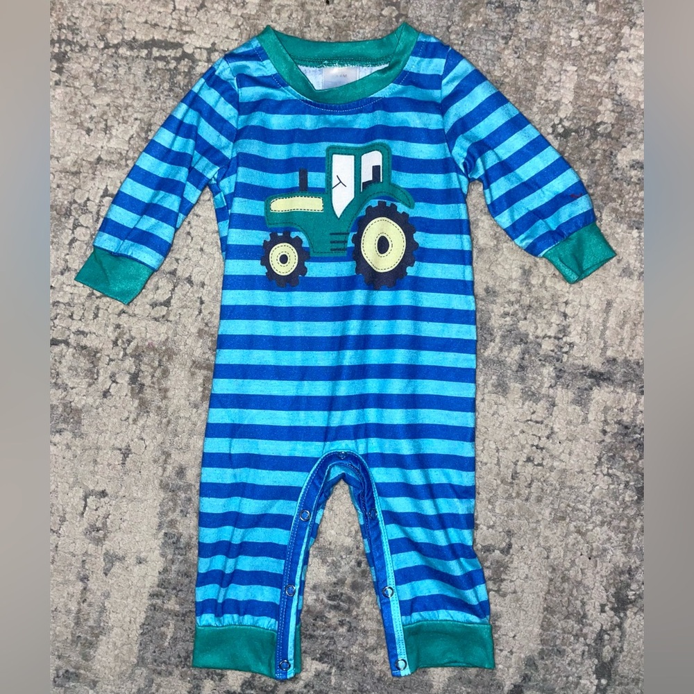 Tractor one piece striped jumpsuit size 3-6 months